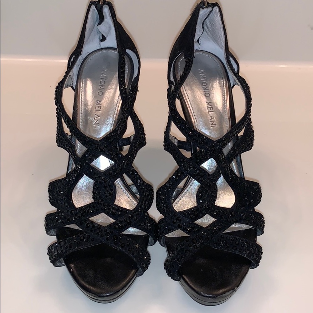 Black sparkly heels